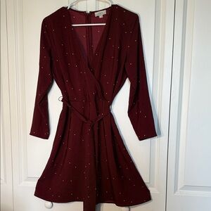 Loft Outlet size 4 Deep Red Long Sleeve Dress